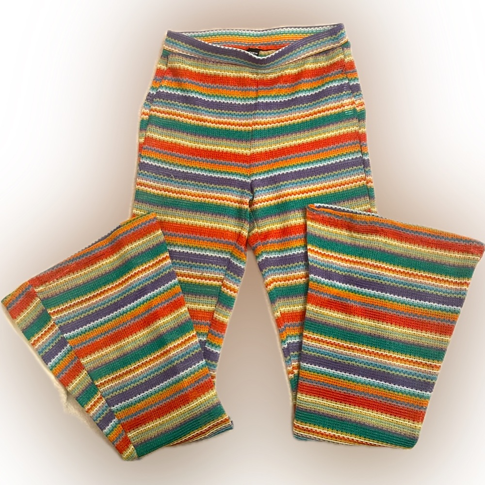 rainbow see through flare pants